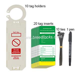 Ladder Inspection Kit 10 Scaffolding Tags Holders and 20 Inserts