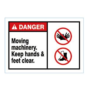 Danger Safety Label-Moving Machinery Keep Hands And Feet Clear