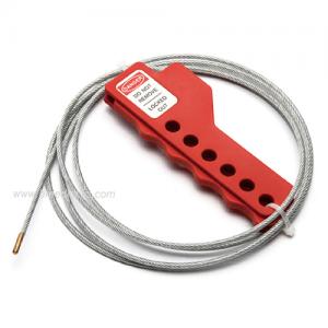 Red 6-Hole Cable Lockout with 6ft Stainless Steel Core Cable