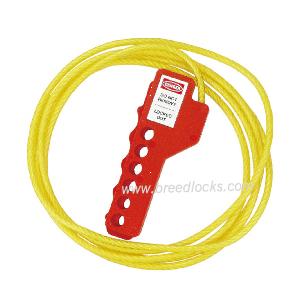 Red 6-Hole Cable Lockout with Plastic Core Insulated Cable