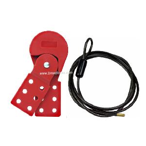 Red Hasp Style Cable Lockout with Stainless Steel Core Cable