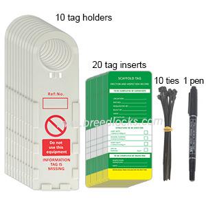 Scaffolding Inspection Kit 10 Tags Holders and 20 Inserts 